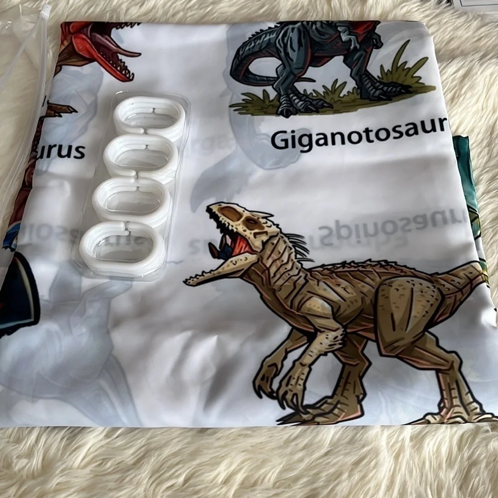Three in Dinosaur shower curtain one size 18 why with different many Colors